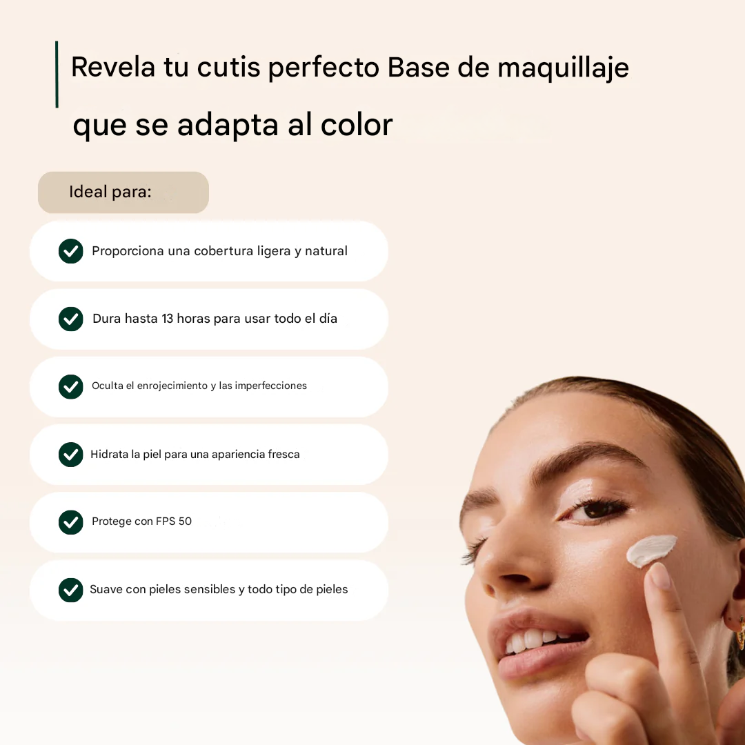 VÉLORA® Base 4 en 1: Cobertura, Hidratación, Protección y Adaptación ✨