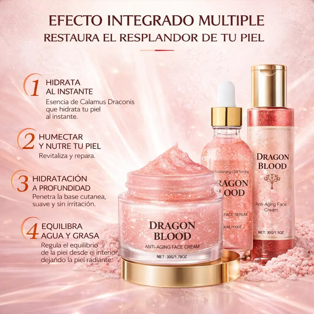 Kit Sangre de Dragón 3 en 1: Hidratación Profunda + Piel Más Luminosa (Día y Noche)